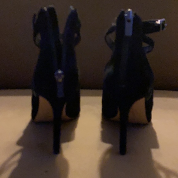 Lord & Taylor Black Suede Strappy Stilettos - Picture 3 of 5